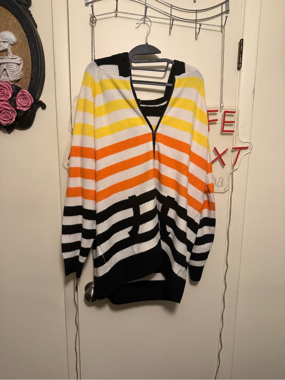 torrid Striped Candy Corn Zip Sweater in Yellow, Orange, Black